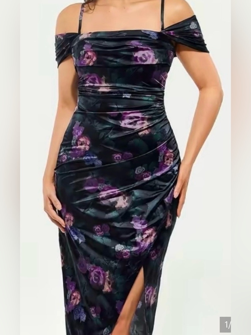 Shapewear Off Shoulder Shine Ruched Sculpting Maxi Dress